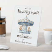 Teddy Bear Twin Boy Baby Showerへようこそ 台座サイン (インサイチュ)