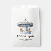 Teddy Bear Twin Boy Baby Shower Thank You フェイバーバッグ (正面)