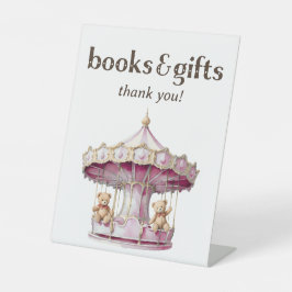 Teddy Bear Twin Girl Baby Shower Books and Gives 台座サイン