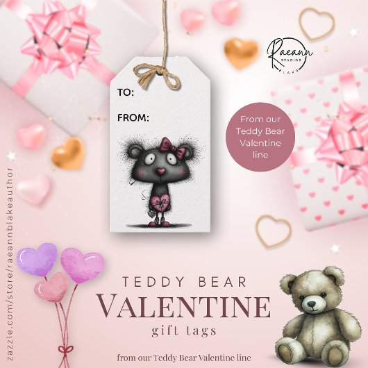 Teddy Bear Valentine Gift Tags ギフトタグ