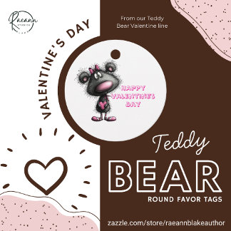 Teddy Bear Valentine Round Favor Tags フェイバータグ