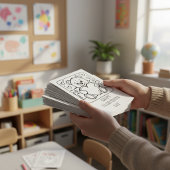 Teddy Bear Valentine's Day Coloring for Students ポストカード