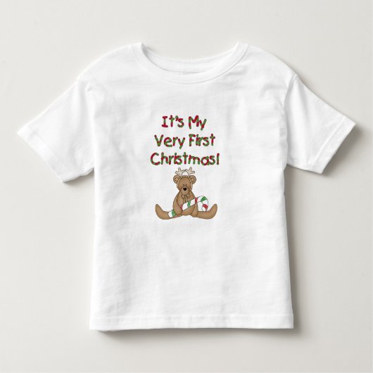 Teddy Bear Very 1stクリスマスTシャツとギフト トドラーTシャツ (正面)
