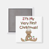 Teddy Bear Very 1stクリスマスTシャツとギフト マグネット (正面/裏面)