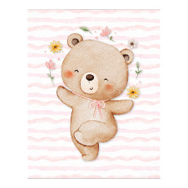 Teddy bear wall art poster Happy dance poster ポスター