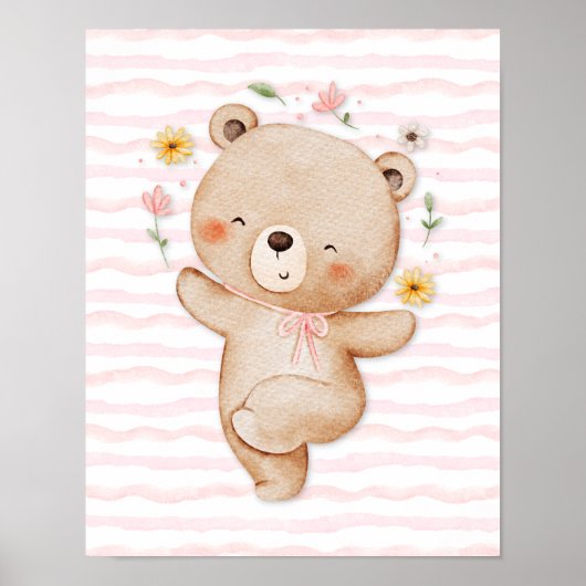 Teddy bear wall art poster Happy dance poster ポスター (正面)