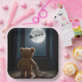 Teddy Bear Watching Santa Claus and Reindeer ペーパープレート (パーティー)