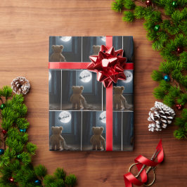 Teddy Bear Watching Santa Claus and Reindeer ラッピングペーパー