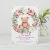Teddy Bear Watercolor  Baby Shower Invitation 招待状 (スタンド正面)