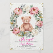 Teddy Bear Watercolor  Baby Shower Invitation 招待状 (正面)