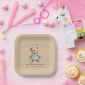 Teddy Bear Watercolour Memorial Paper Plates ペーパープレート (パーティー)