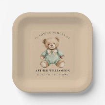 Teddy Bear Watercolour Memorial Paper Plates