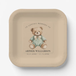 Teddy Bear Watercolour Memorial Paper Plates ペーパープレート