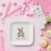 Teddy Bear Watercolour Memorial Paper Plates ペーパープレート (パーティー)