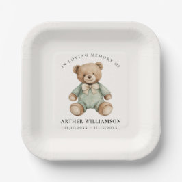 Teddy Bear Watercolour Memorial Paper Plates ペーパープレート