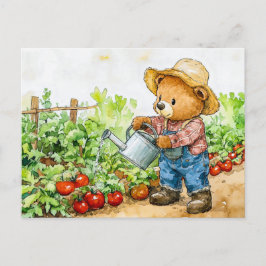 Teddy Bear Watering Tomato Plants ポストカード