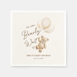 Teddy Bear We Can Bearly Wait ベビーシャワー スタンダードカクテルナプキン