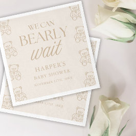Teddy Bear We Can Bearly Wait Baby Shower スタンダードカクテルナプキン