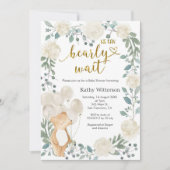 Teddy Bear We Can Bearly Wait Baby Shower 招待状 (正面)