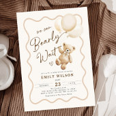 Teddy Bear We Can Bearly Wait Baby Shower 招待状
