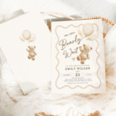 Teddy Bear We Can Bearly Wait Baby Shower 招待状