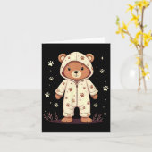 Teddy Bear Wearing Pajamas  カード (黄色い花)