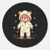 Teddy Bear Wearing Pajamas  ラウンドシール (正面)