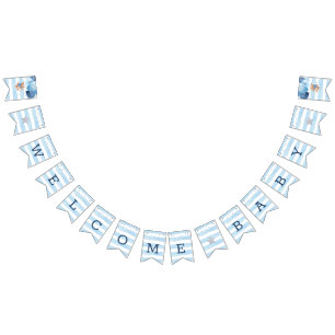 Teddy Bear Welcome Baby Shower Buntingバナー バンティングフラッグ