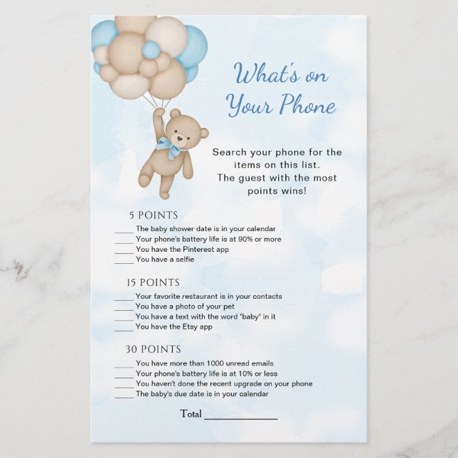 Teddy Bear What's on Your Phone Baby Game (正面)