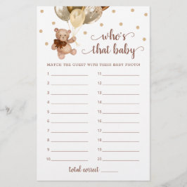 Teddy Bear Who's That Baby Showerフォトゲーム