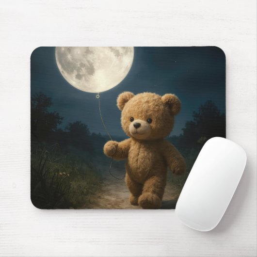 Teddy Bear With a Moon Balloon マウスパッド (マウス)