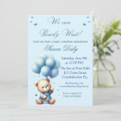Teddy Bear with balloons baby shower invitation 招待状 (スタンド正面)