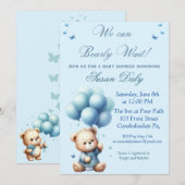 Teddy Bear with balloons baby shower invitation 招待状 (正面/裏面)