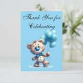 Teddy bear with blue balloons サンキューカード (スタンド正面)