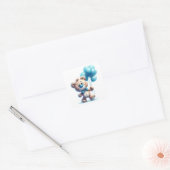 Teddy bear with blue balloons スクエアシール (封筒)