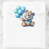Teddy Bear with Blue Balloons Baby Shower スクエアシール (バッグ)