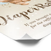 Teddy Bear with Blue Balloons Diaper Raffle Sign フォトプリント (角)