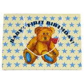 Teddy Bear With Blue Stars ラージペーパーバッグ (正面)