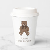 Teddy Bear with Bow Name Brown Baby Shower 紙コップ (正面)