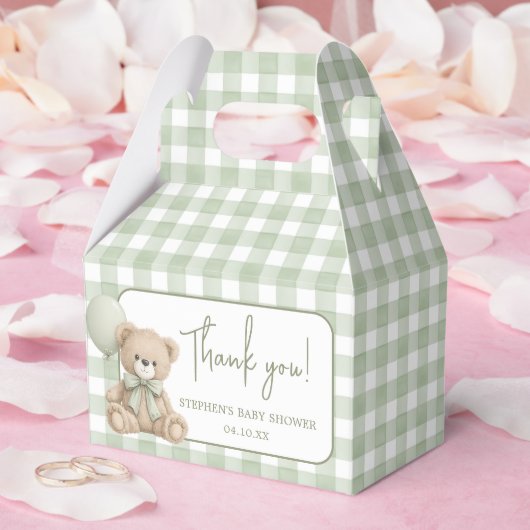 Teddy Bear With Green Balloons Favor Box フェイバーボックス (ウェディング)