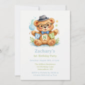 Teddy Bear with ONE Banner 1st. Birthday  招待状 (正面)