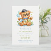 Teddy Bear with ONE Banner 1st. Birthday  招待状 (スタンド正面)