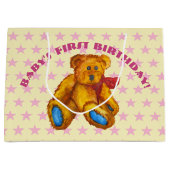 Teddy Bear With Pink Stars ラージペーパーバッグ (正面)