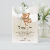 Teddy Bear with Sage Balloonsサンキューカード サンキューカード (スタンド正面)