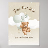 Teddy Bear with Sage Balloons Table Sign ポスター (正面)