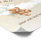 Teddy Bear with Sage Balloons Table Sign ポスター (角)