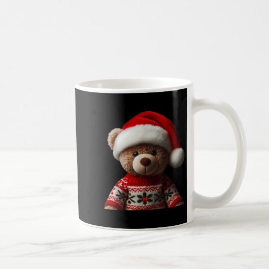 Teddy Bear With Santa Hat Christmas Xmas Lover Kid コーヒーマグカップ (右)