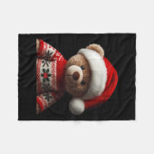Teddy Bear With Santa Hat Christmas Xmas Lover Kid フリースブランケット (正面(横))