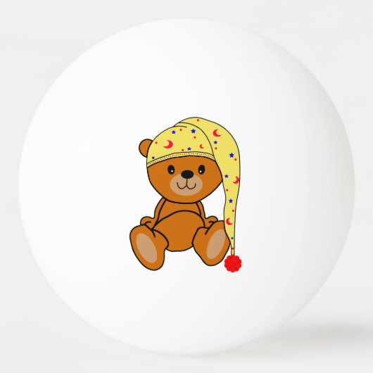 Teddy bear with sleeping cap 卓球ボール (正面)