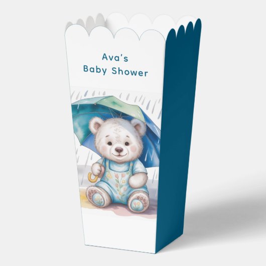 Teddy Bear With Umbrella Boy Baby Shower  フェイバーボックス (正面)